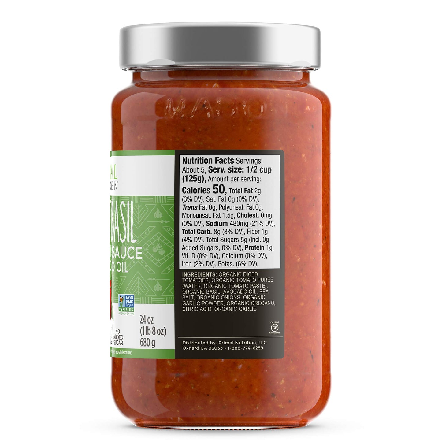 Primal Kitchen Tomato Pasta Sauce 2-Pack, No Added Sugar, Includes 1 Tomato Basil And 1 Roasted Garlic Marinara Sauce
