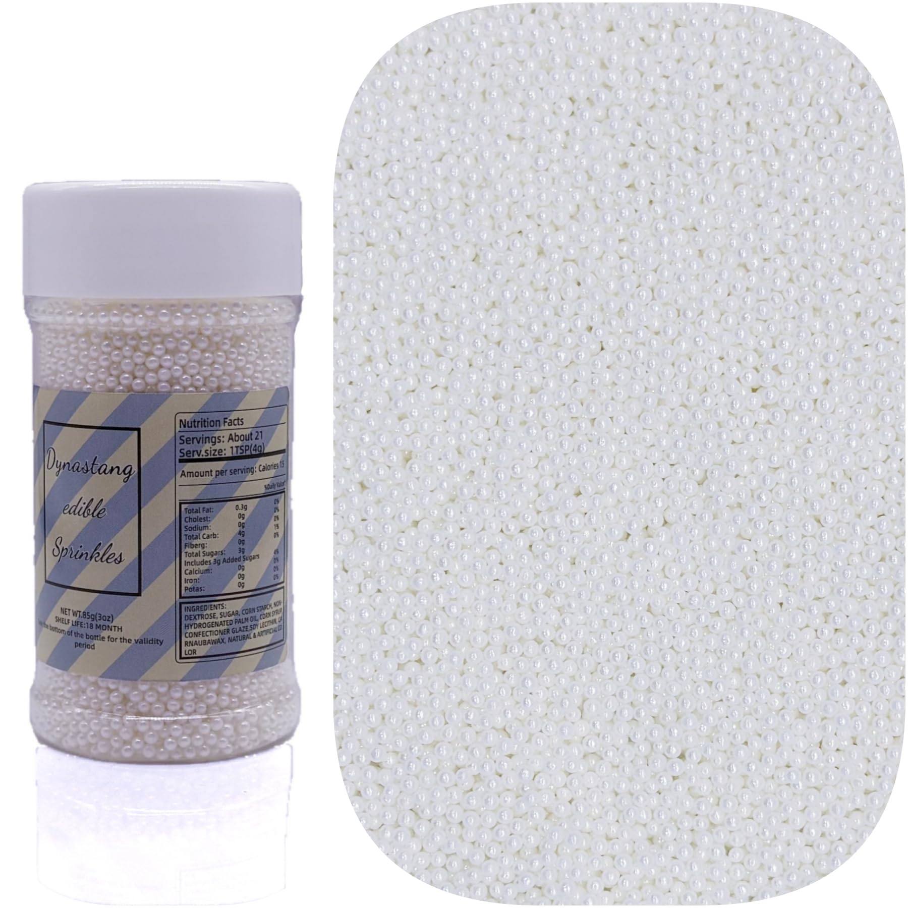 Dynastang 2mm White Pearls Sprinkles Edible Pearls Cake Decorating Stars Cake Decorations Cupcake Toppers Cookie Decorating Perf