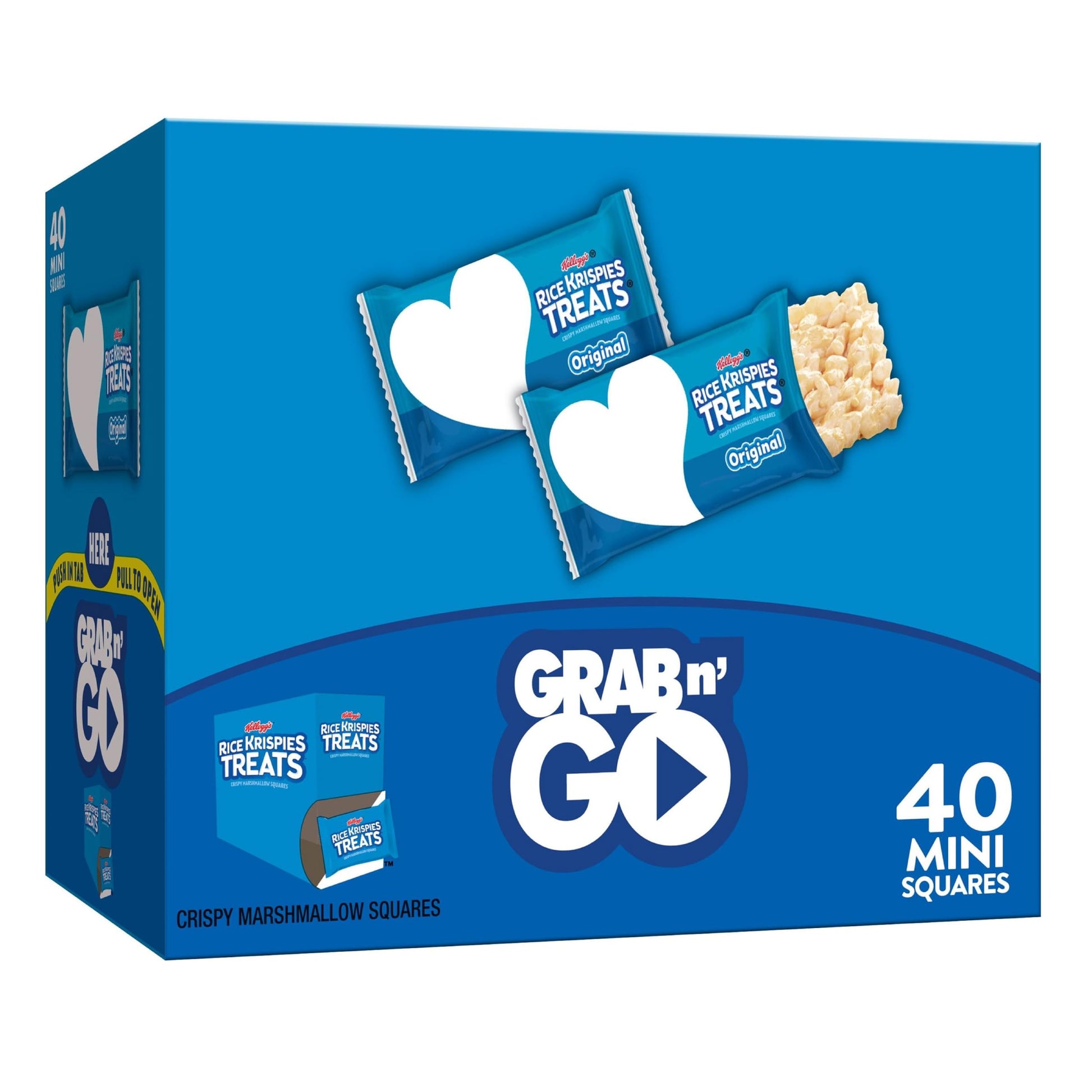 RICE KRISPIES TREATS Mini Squares, Kids Snacks, 40 Count, Original, Grab n Go, 15.5oz Box