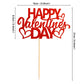 Ercadio 1 Pack Happy Valentine'S Day Cake Topper With Love Heart Red Glitter Cake Pick Valentine'S Day Theme Party Cake Decorati
