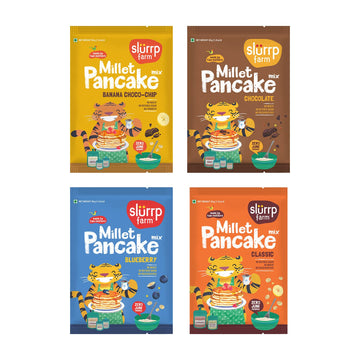 Slurrp Farm No Maida Pancake Trial Pack Combo | Instant Breakfast Mix Made With Oats, Ragi And Jowar | Eggless And Healthy Break