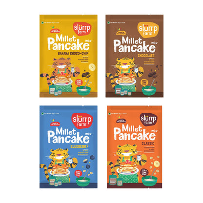 Slurrp Farm No Maida Pancake Trial Pack Combo | Instant Breakfast Mix Made With Oats, Ragi And Jowar | Eggless And Healthy Break