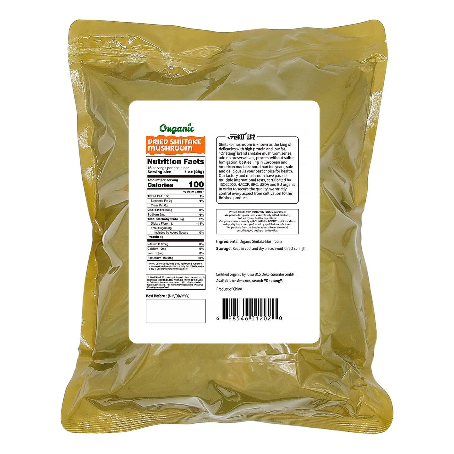Onetang Organic Natural Dried Mushrooms - Premium Flavors |Aaa Grade Extra Dry Mushrooms For Soups, Sauces, Pasta And Risotto, R