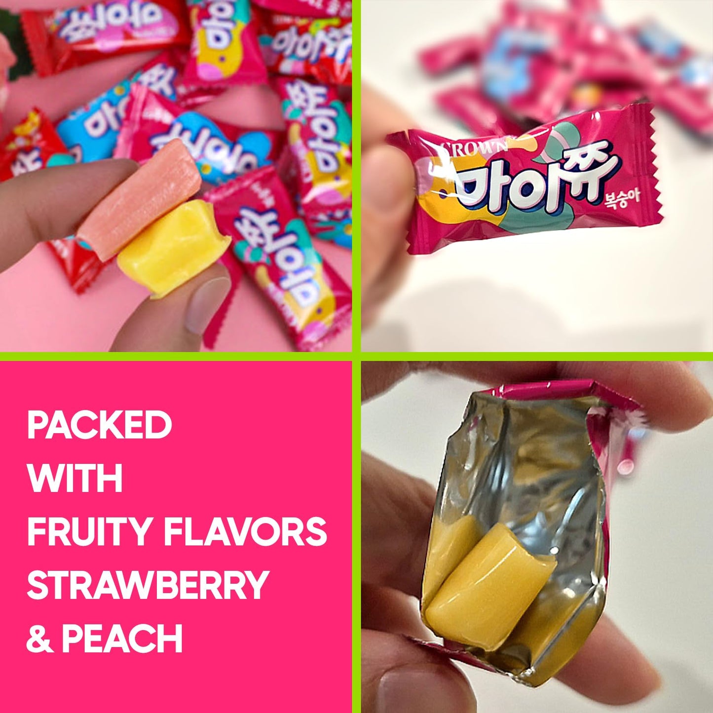 COELO MyChew Soft Chewing Candy Assortment, Strawberry & Peach Flavors, 284g (10oz) Sharing Size Gummy