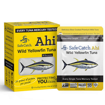 Safe Catch Ahi Wild Yellowfin Tuna Fish Pouch, Lowest Mercury, Every Fish is Tested, Gluten-Free, Paleo, Keto, Whole30 Approved,