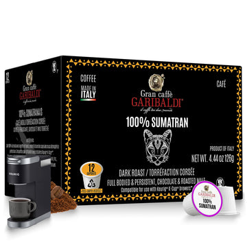 Caffè Garibaldi Sumatran Coffee Pods, Dark Roast, 100% Arabica, Recyclable, 12 Count