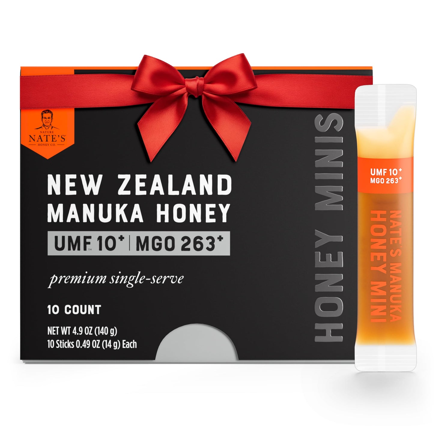 NateS Manuka Honey Minis - 10 Count Single-Serve  Pure Manuka Honey - Mgo 263+ | Umf Certified 10+ Single-Serve Packets For On-The-Go Daily Wellness