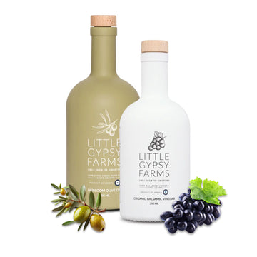 Organic Balsamic Vinegar & Heirloom Olive Oil from Little Gypsy Farms | First Cold-Pressed and Oak Barrel Aged | Notes of Fig wi