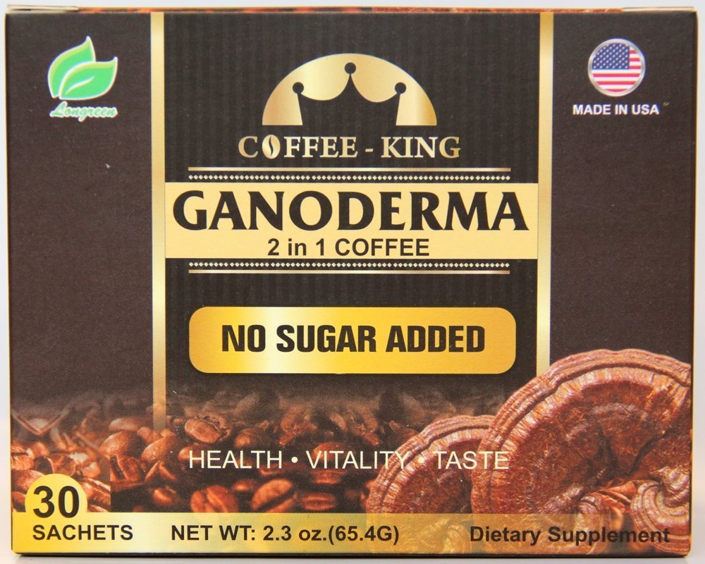 Longreen Ganoderma Reishi Coffee Mix, Instant 2-in-1 Mushroom Coffee, 30 Sachets, 2.3 Ounce, Non-Sugar Dietary dietary product