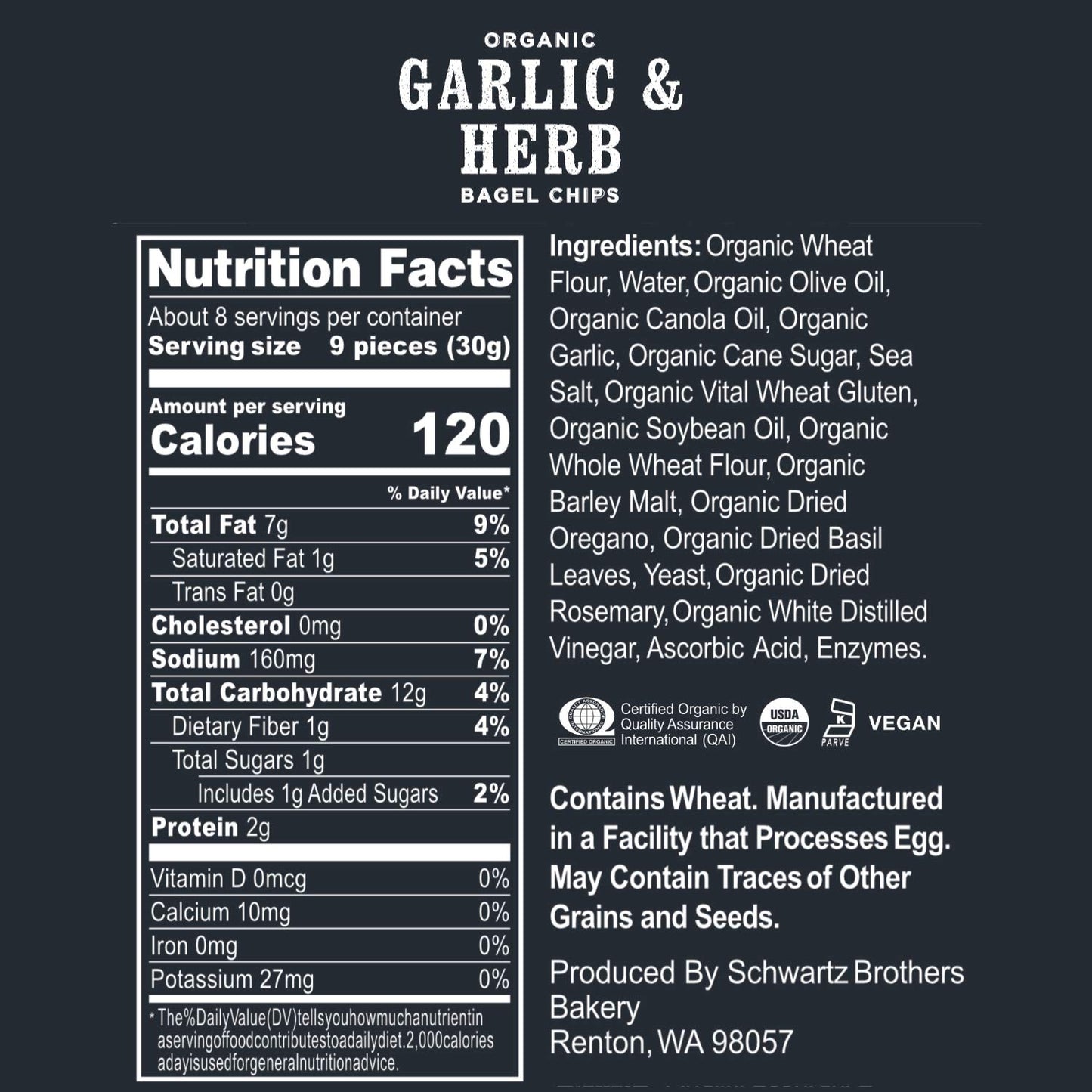 SCHWARTZ BROTHERS BAKERY Bagel Chip Sampler, Everything & Garlic & Herb, Organic, Vegan, 8oz (Pack of 2)