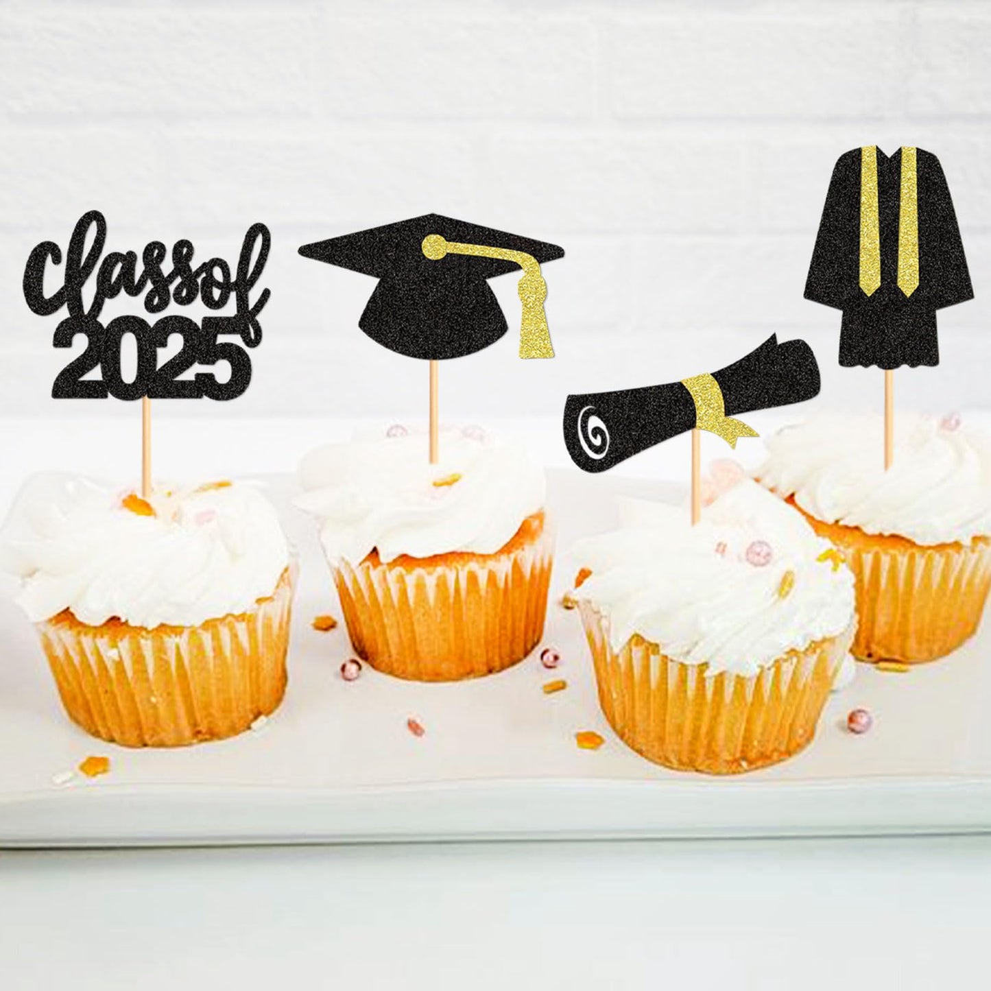 24 Pack 2025 Graduation Cupcake Toppers Class Of 2025 Graduation Uniform Graduate Graduation Hat Cupcake Picks For 2025 Graduati