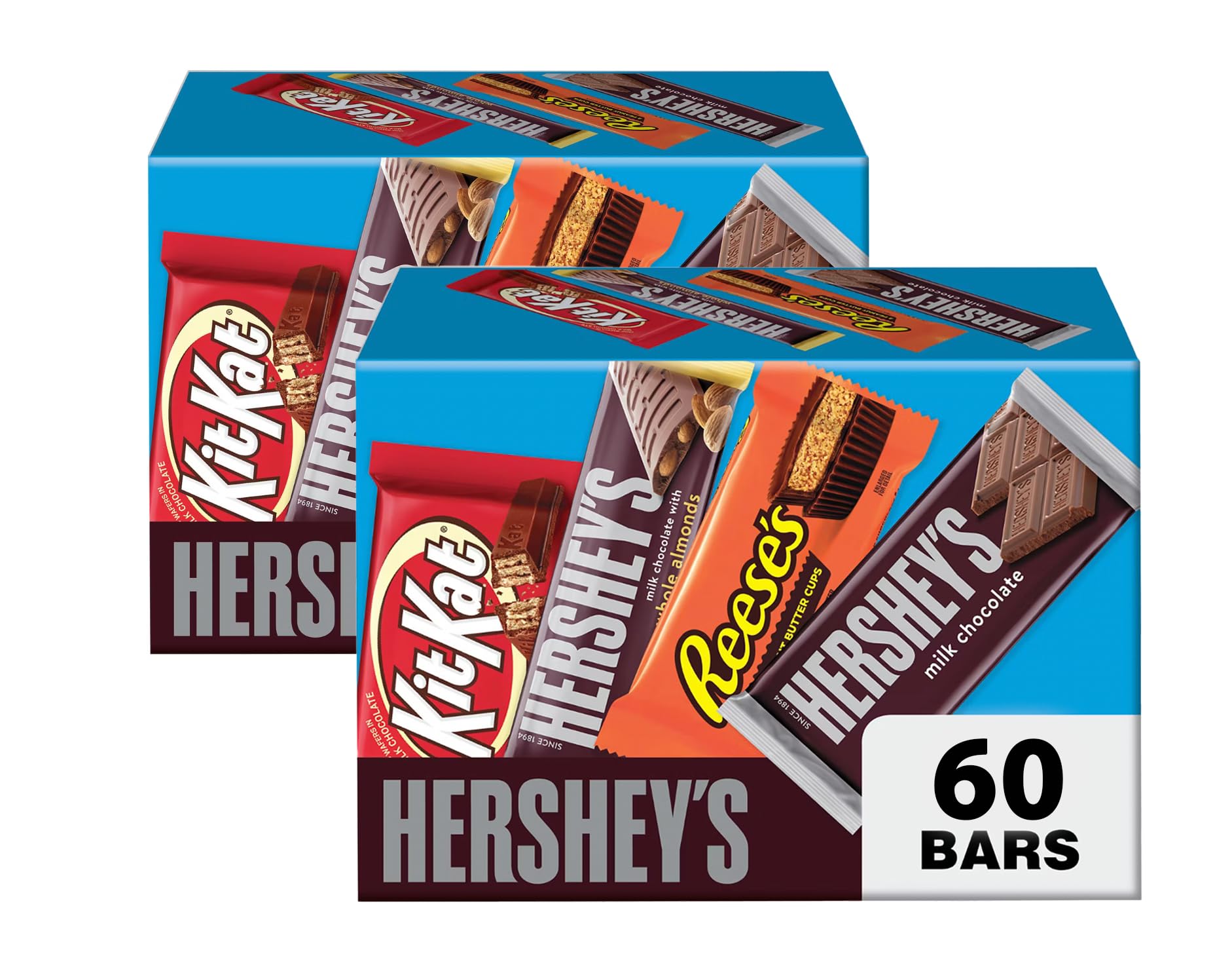 HRESHEYS Chocolate Candy Bar Variety Pack - Includes KT KAT, RESEES Peanut Butter Cups, and HRSEHEYS Milk Chocolate, Individuall