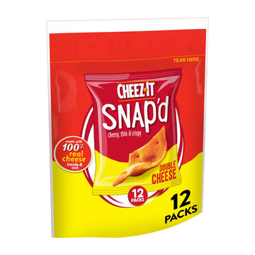 Cheez-It Snapd Cheese Cracker Chips, Thin Crisps, Lunch Snacks, Double Cheese, 9oz Bag (12 Packs)