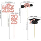 Ephlyn Graduation Cupcake Toppers - 36Pcs Rose Gold Class of 2025 Decor for Graduation Theme Party