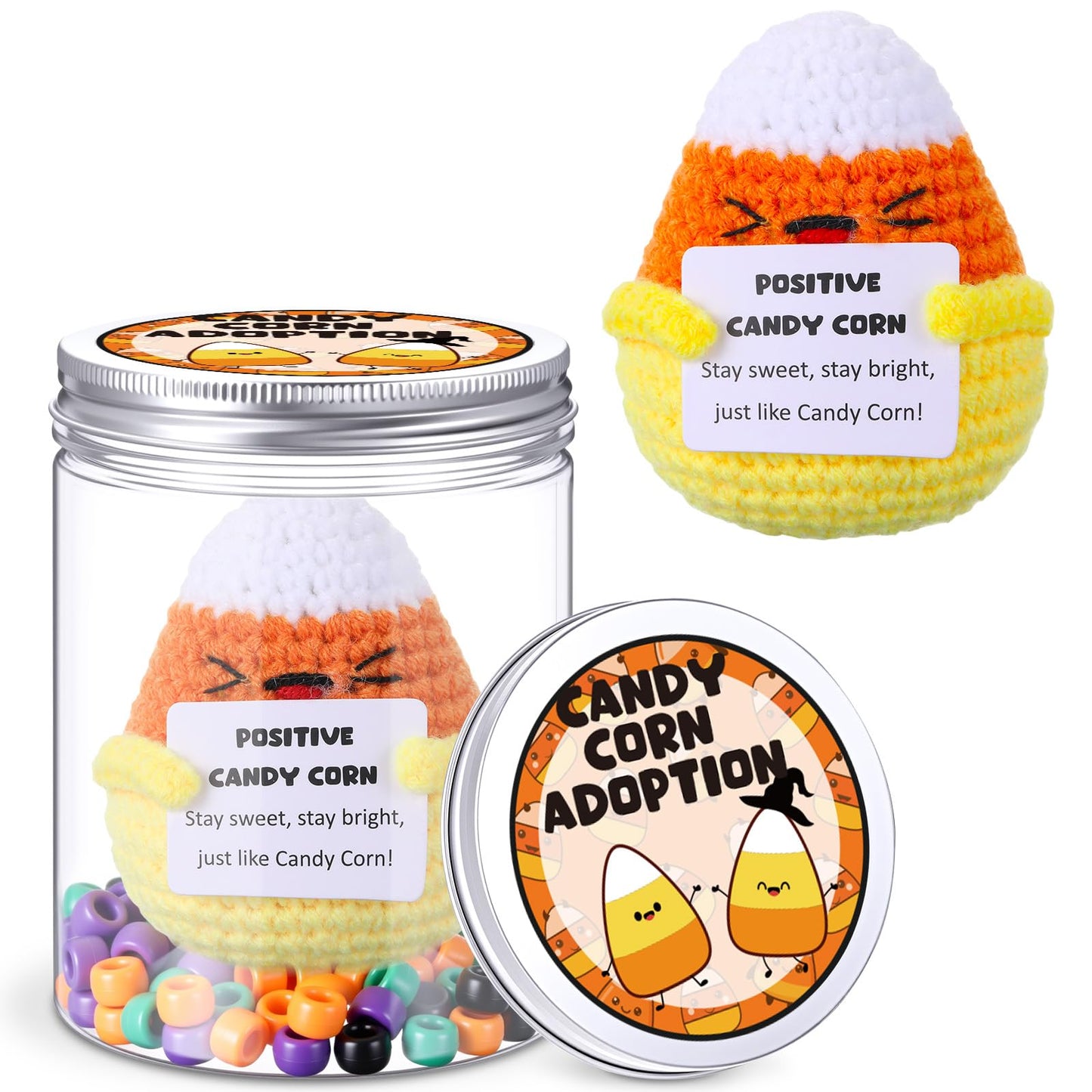Suncalla Halloween Boo Basket Stuffers Adopt Candy Corn Positive Halloween Crochet Gift Handmade Knitting Candy Corn Doll Gift f