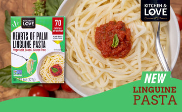 Kitchen & Love Hearts Of Palm Linguine, Low Carb, Low Calories, Plant Based, Non Gmo, Gluten Free Pasta Alternative, Vegan, Easy