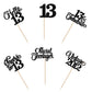 Rssta i Cupcake Toppers 24 Pack Glitter 13th Birthday Decorations Black