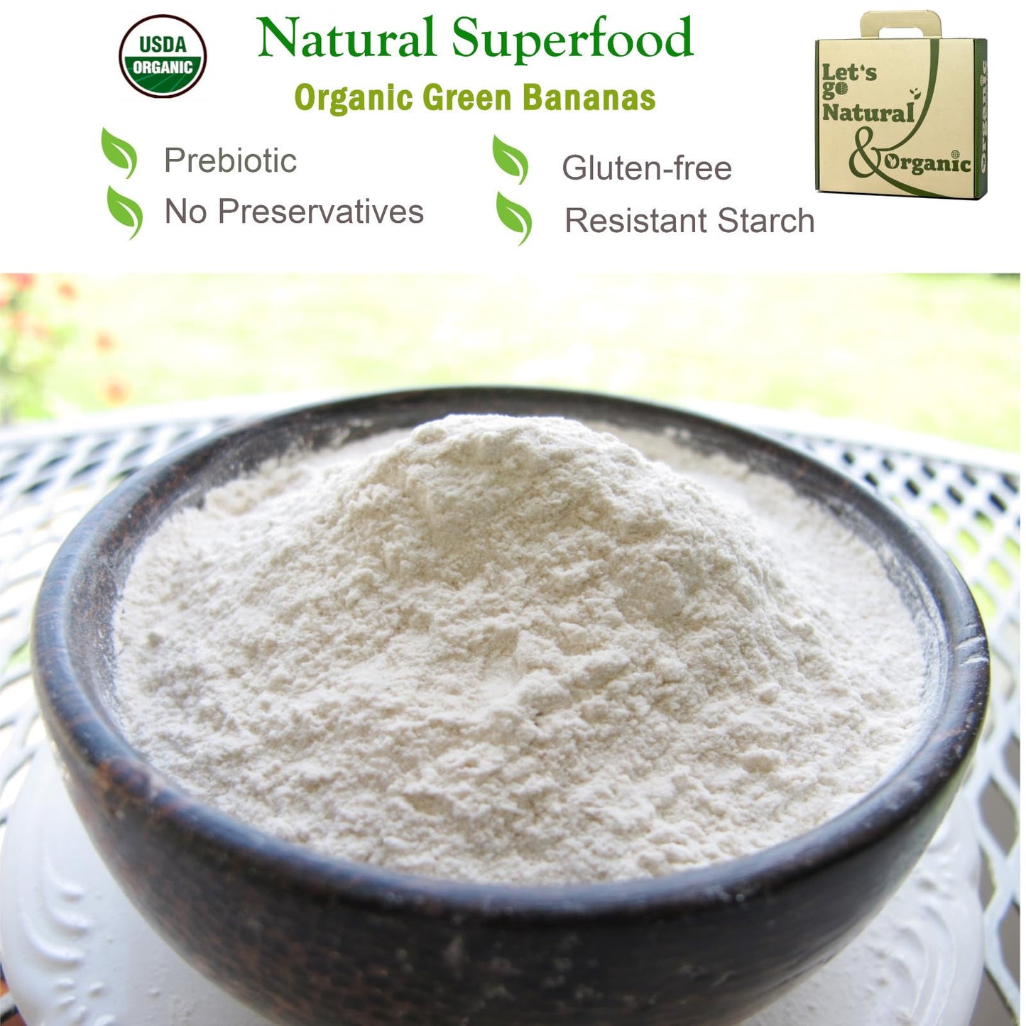 4 LB Organic Green Banana Powder - Superfood Prebiotic Resistant Starch for Smoothies - High Fiber Flour Alternative for Baking