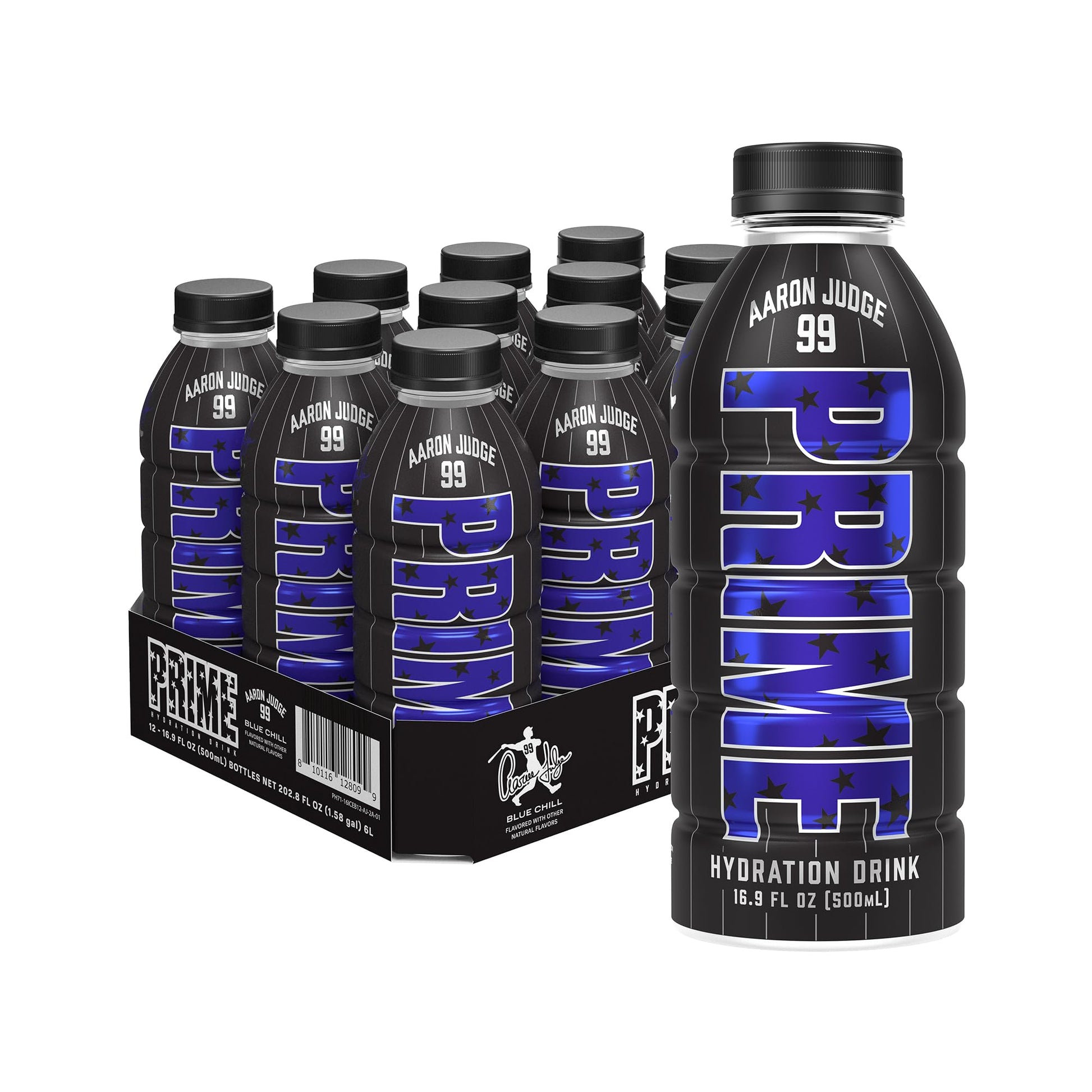 PRIME Hydration Aaron Judge  Sports Drinks  Electrolyte Enhanced for Replenishing Fluids  250mg BCAAs  B Vitamins  Antioxidants  Low Sugar  16.9 Fl Oz  12 Pack