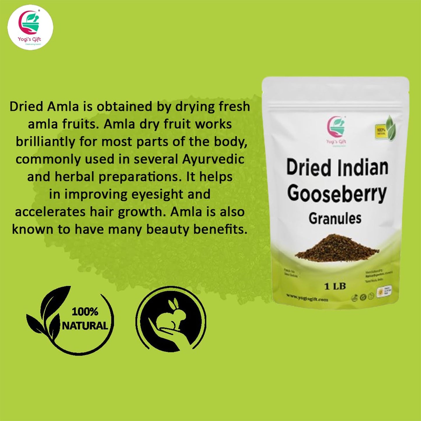Dried Amla/Gooseberry Cut & Sifted 1 LB | Rich in Vitamin C, Fibre | Phyllanthus emblica | by Yogis Gift