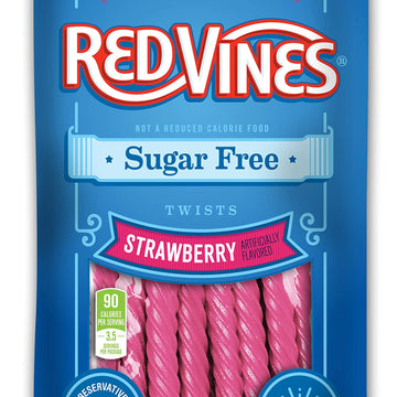 Red Vines Sugar Free Licorice, Strawberry Flavor, Soft & Chewy Candy Twists, 5Oz Bags (12 Pack)