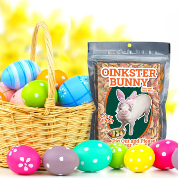 Oinkster Bunny Snack Blend Cute Pig Gift Gourmet Trail Mix Easter Basket Stuffer Candy Alternative Funny Food Gift for Men and W