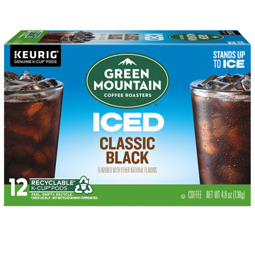 Green Mountain Coffee Roasters Brew Over Ice Classic Black, Single Serve Keurig K-Cup Pods, Medium Roast Iced Coffee, 12 Count