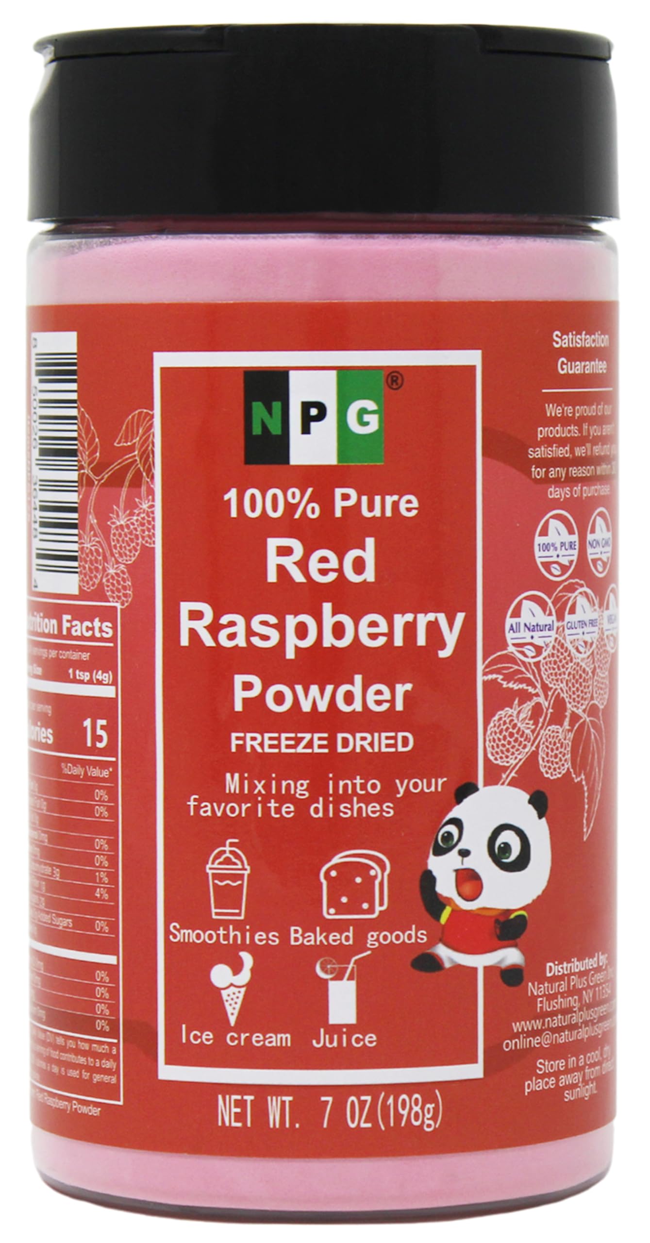 NPG Freeze Dried Red Raspberry Juice Powder 7 Oz, Seedless Fine Superfood Powder for Flavoring, Coloring, Baking, Smoothies, Pur