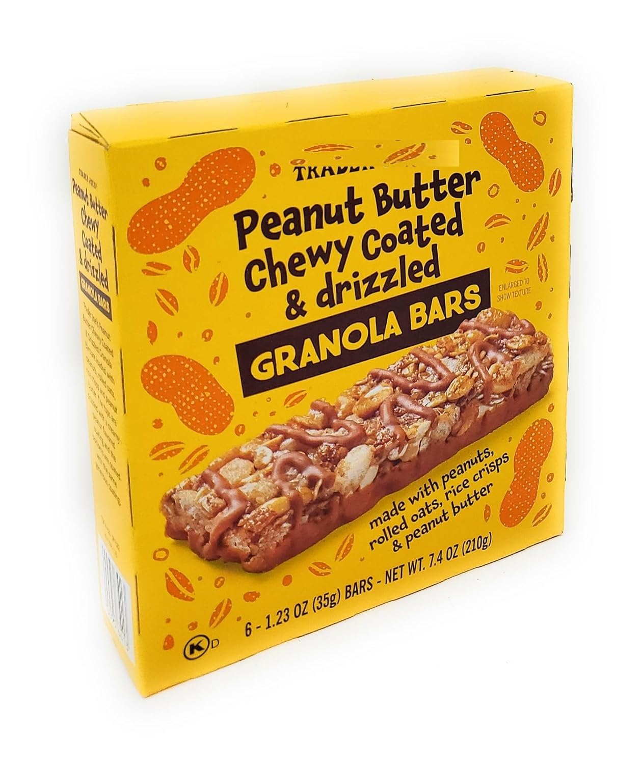Generic Trader Joes Peanut Butter Chewy Coated & Drizzled Granola Bars (Made With Peanuts, Rolled Oats, Rice Crisps And Peanut Butter) 6-1.23 Oz (35G) Bars Net Wt.7.4 Oz (210G) - Pack Of 1
