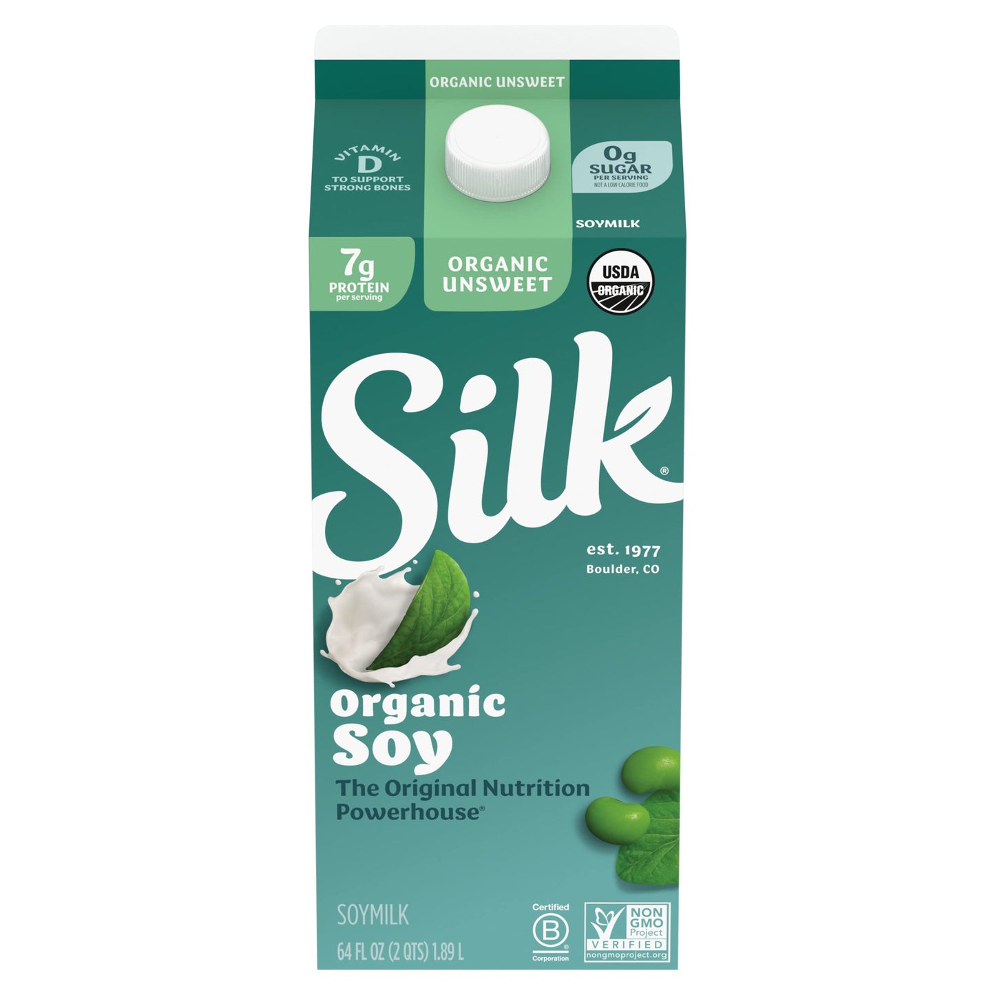 Silk, Organic Milk Substitute, Soy, Unsweetened, 64 Fl Oz