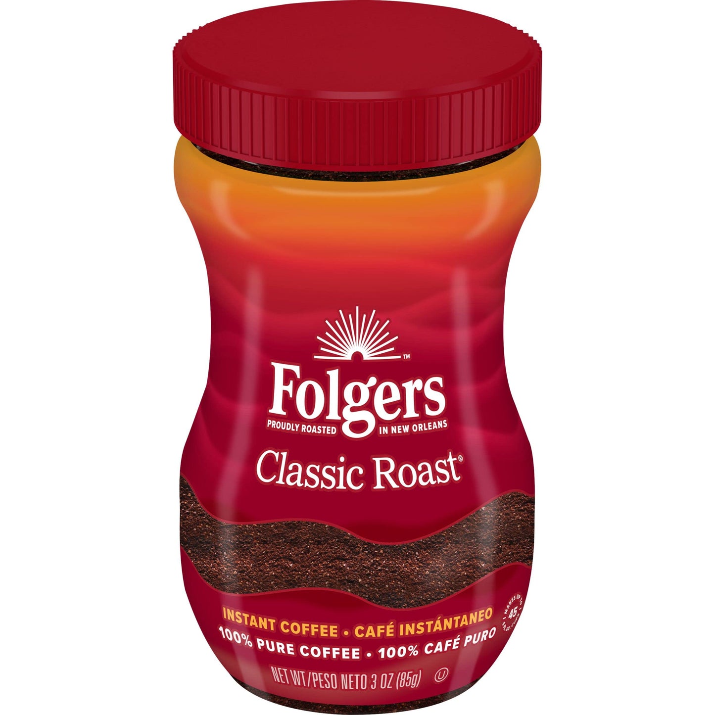 Folgers Classic Roast Instant Coffee, 3-Ounce Jar