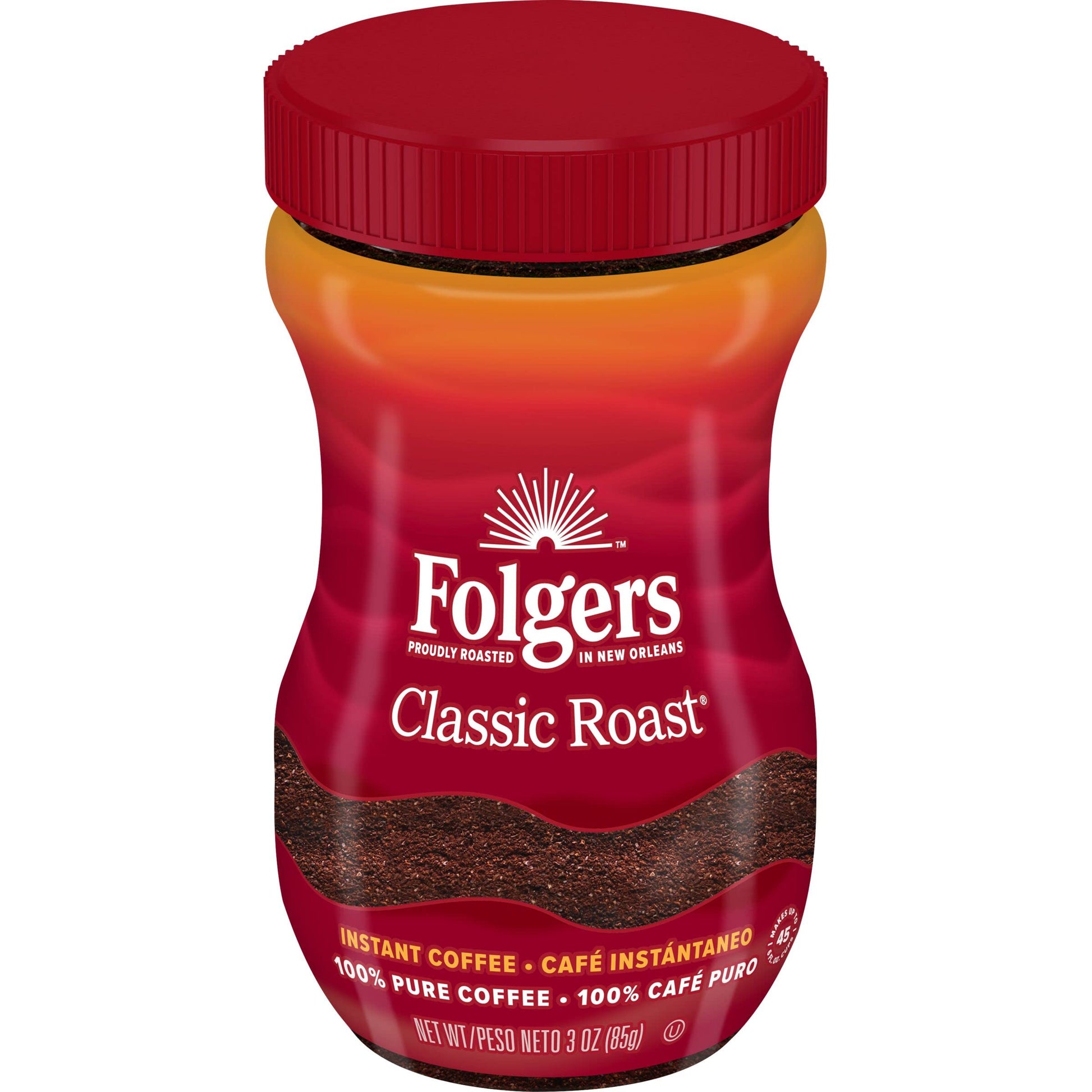 Folgers Classic Roast Instant Coffee, 3-Ounce Jar