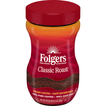 Folgers Classic Roast Instant Coffee, 3-Ounce Jar
