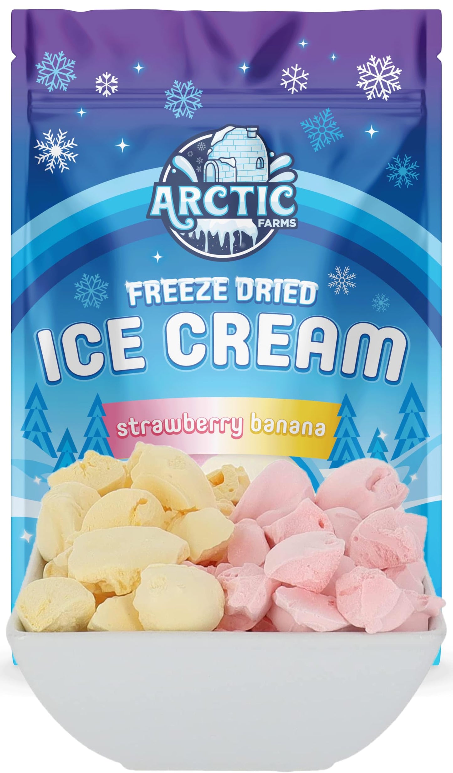Arctic Farms Freeze Dried Ice Cream Bits Bagged And Boxed - Does Not Melt (Strawberry Banana Mix)