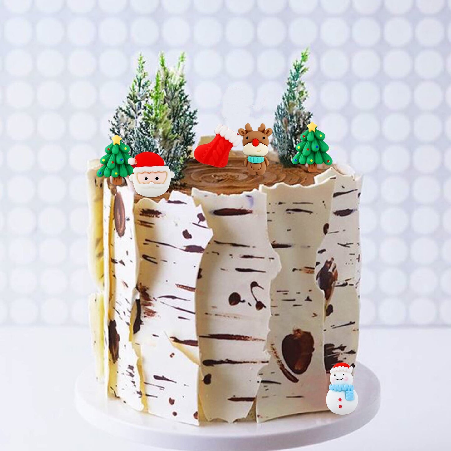 Ercadio 25 Pack Resin Christmas Cupcake Toppers Santa Claus Snowman Christmas Tree Cupcake Picks Resin Socks Cupcake Toppers For