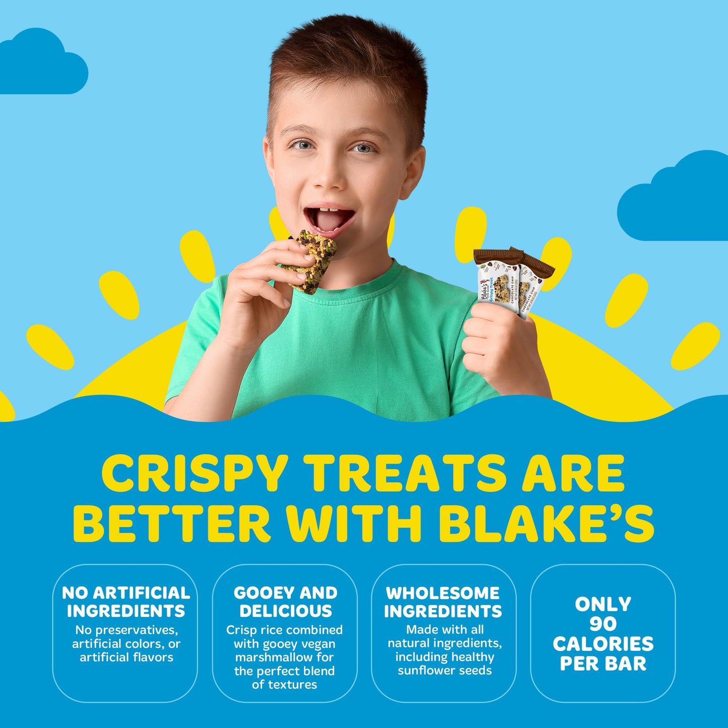 Blakes Seed Based Crispy Treats - Chocolate Chip (24 Count), Nut Free, Gluten Free, Dairy Free & Vegan, Healthy Snacks for Kids