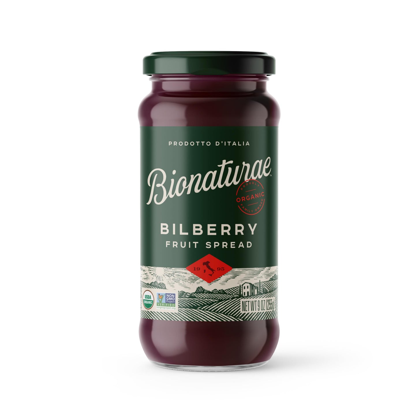 Bionaturae Organic Bilberry Fruit Spread - Jelly Organic, Non-Gmo, Usda Certified, No Sugar Added, No Preservatives, Organic Fru
