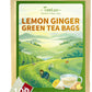 TeeLux Lemon Ginger Green Tea, Zesty Flavor, Low Caffeine, 100 Count