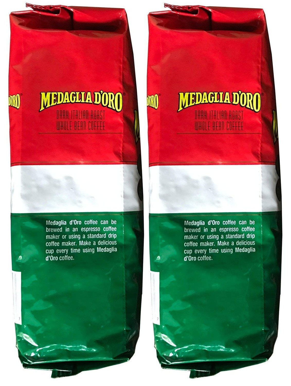 Medaglia D'Oro Whole Bean Italian Roast Espresso Coffee, 17 Ounce (Pack Of 2)
