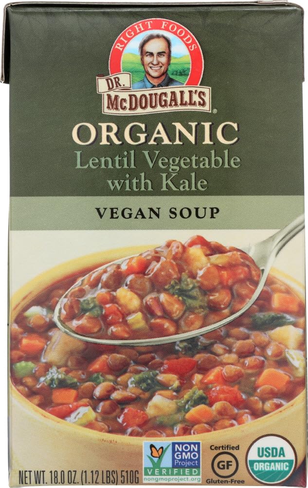 Dr. McDougall's Right Foods Organic Vegetable Soup, Lentil, 18-Ounce (Pack of 6)