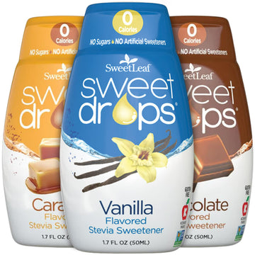 Sweetleaf Sweet Drops - Stevia Liquid Variety Pack With Chocolate, Caramel, Vanilla Stevia Sweetener, Sugar-Free Coffee Syrup Al