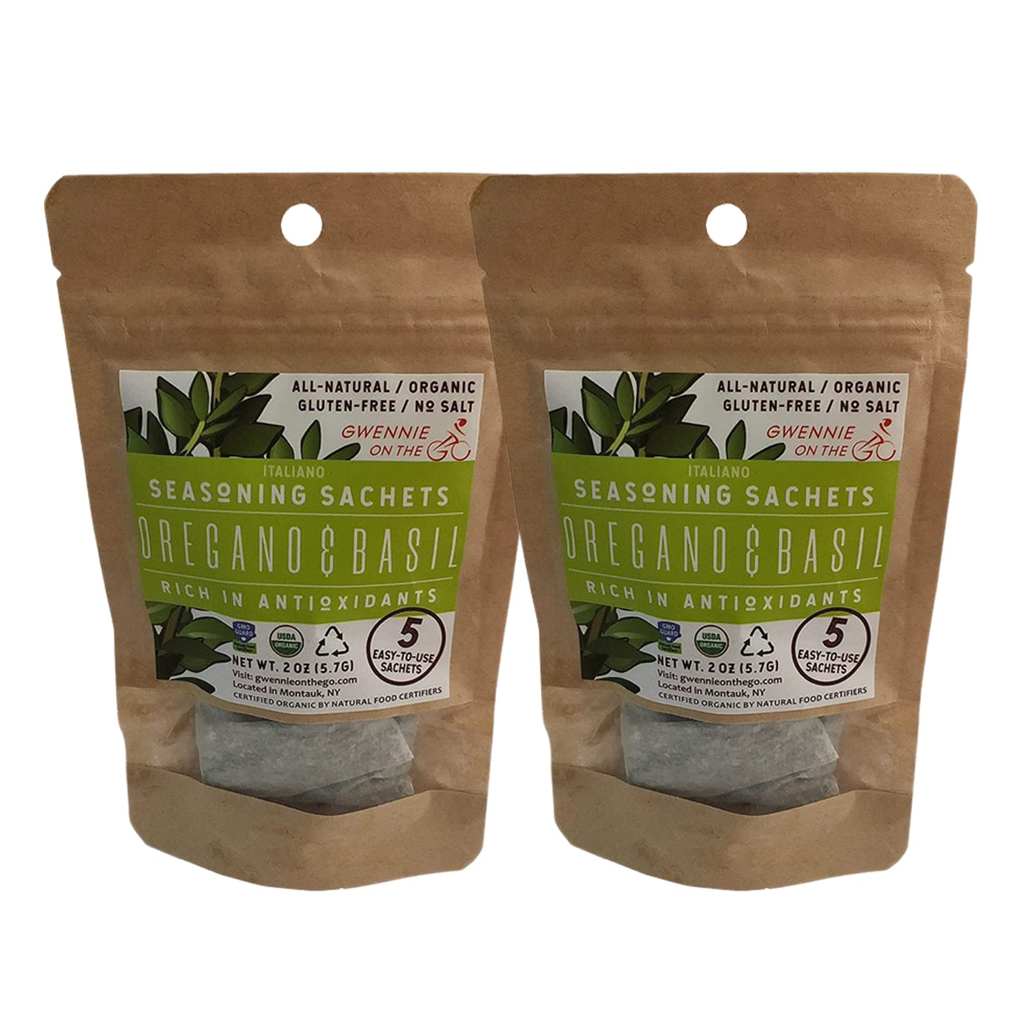 Gwennie on the GO - Seasoning Sachets | Oregano & Basil | Certified Organic | Gluten- Free | Resealable Pouch | Seasoning Mix Pa