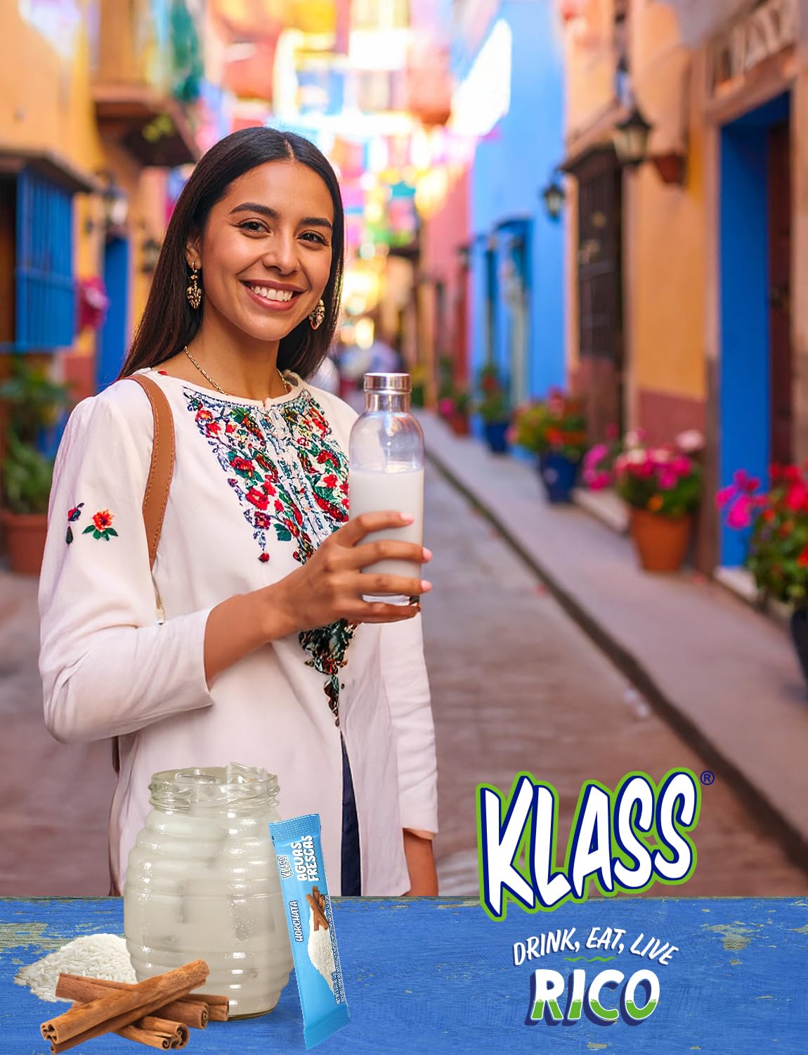 Klass Aguas Frescas | Drink Mix Packets | Horchata Flavored | Sugar Free On-The-Go Packets  Low Calorie (40 Count Powder Stick Packs)
