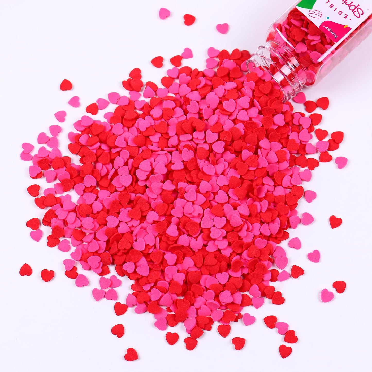 Red Pink Heart Confetti Sprinkles For Cake Decorating, 3.52Oz Edible Valentine Sprinkles Bulk For Cupcake Toppers Baking Cookie