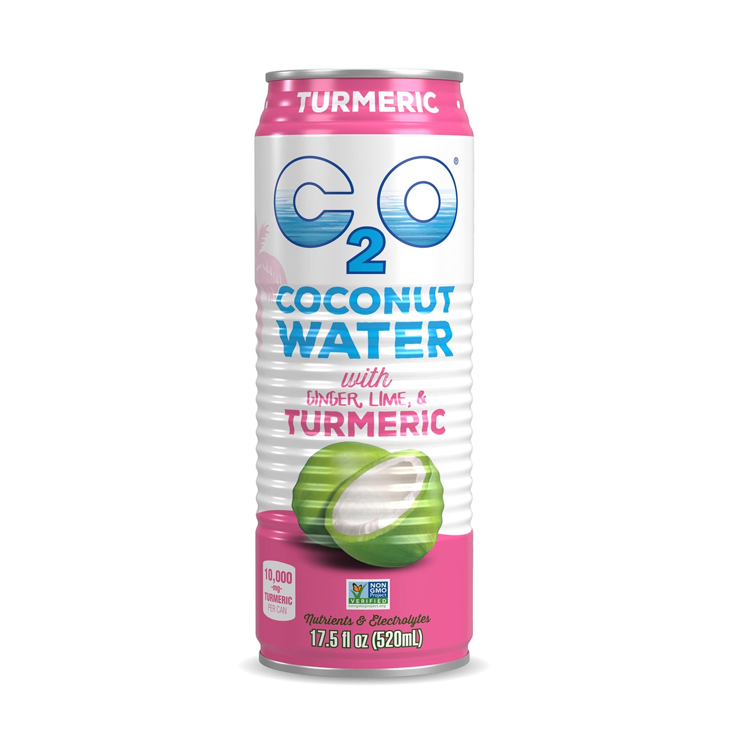 C2O Coconut Water with Ginger, Lime & Turmeric - 12 Pack, 17.5 FL OZ Cans - Plant-Based, Non-GMO Natural Hydration & Electrolytes