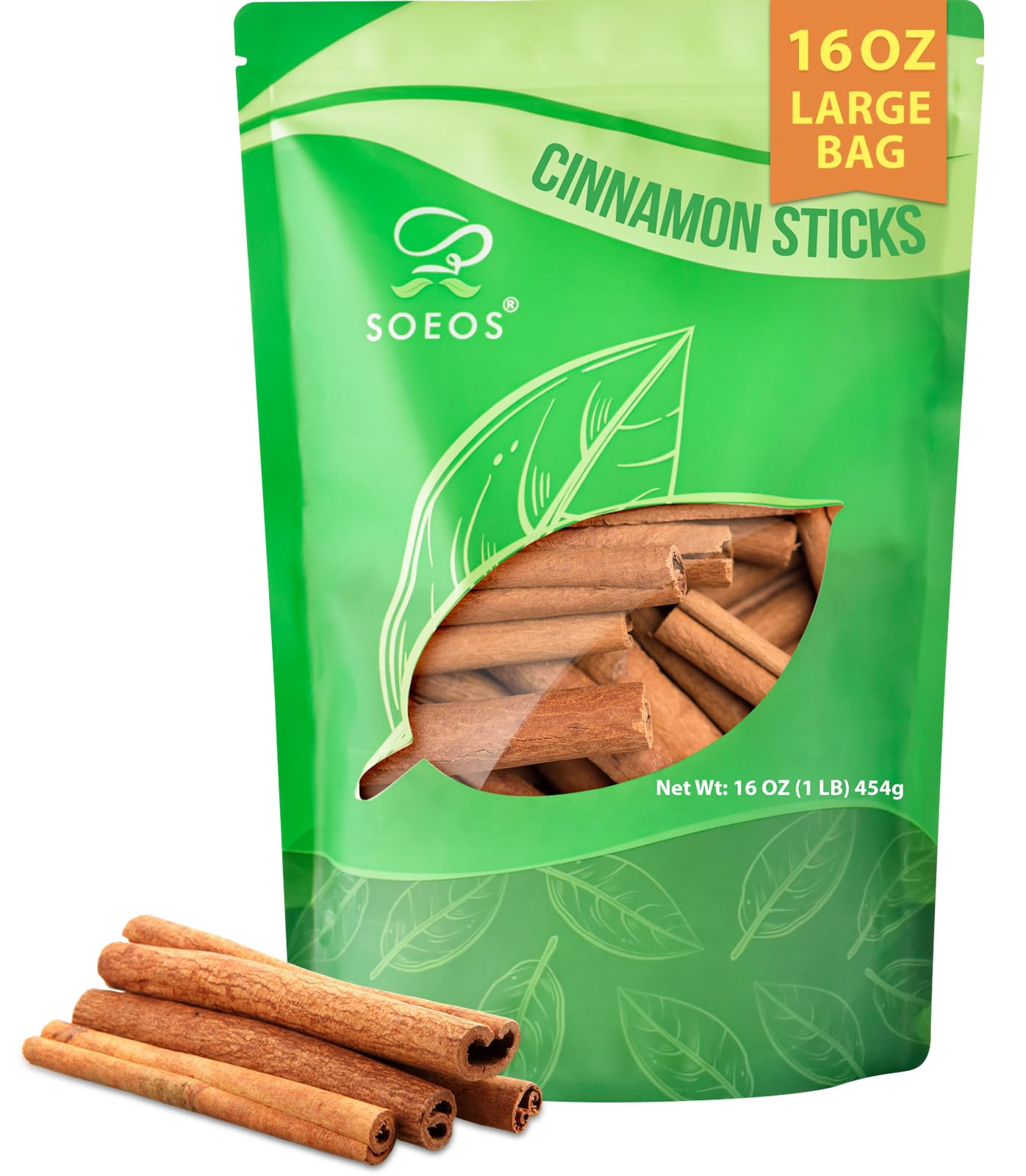 Soeos Cinnamon Sticks  16 oz (1 lb) Bulk Bag  3.5 Inchs Length  enhanced Whole Cinnamon for Baking  Cooking  Desserts  and Beverages  Rich Aroma & Warm Flavor  Ideal for Tea  Coffee  and Holiday Recipes