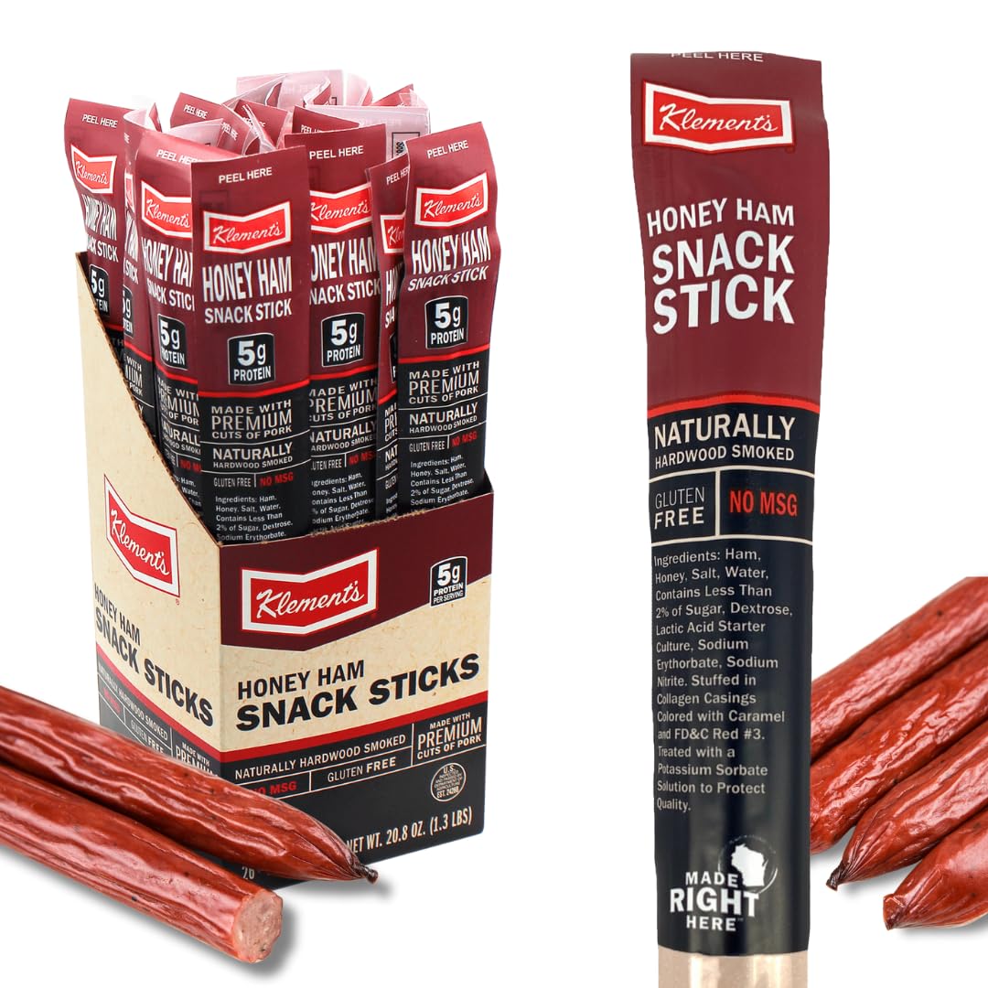 Sweet Honey Ham Meat Sticks 26pc | 100% Ham, High Protein, Low Carb, Keto, Gluten Free, No MSG, Healthy Snack Stick | Individual