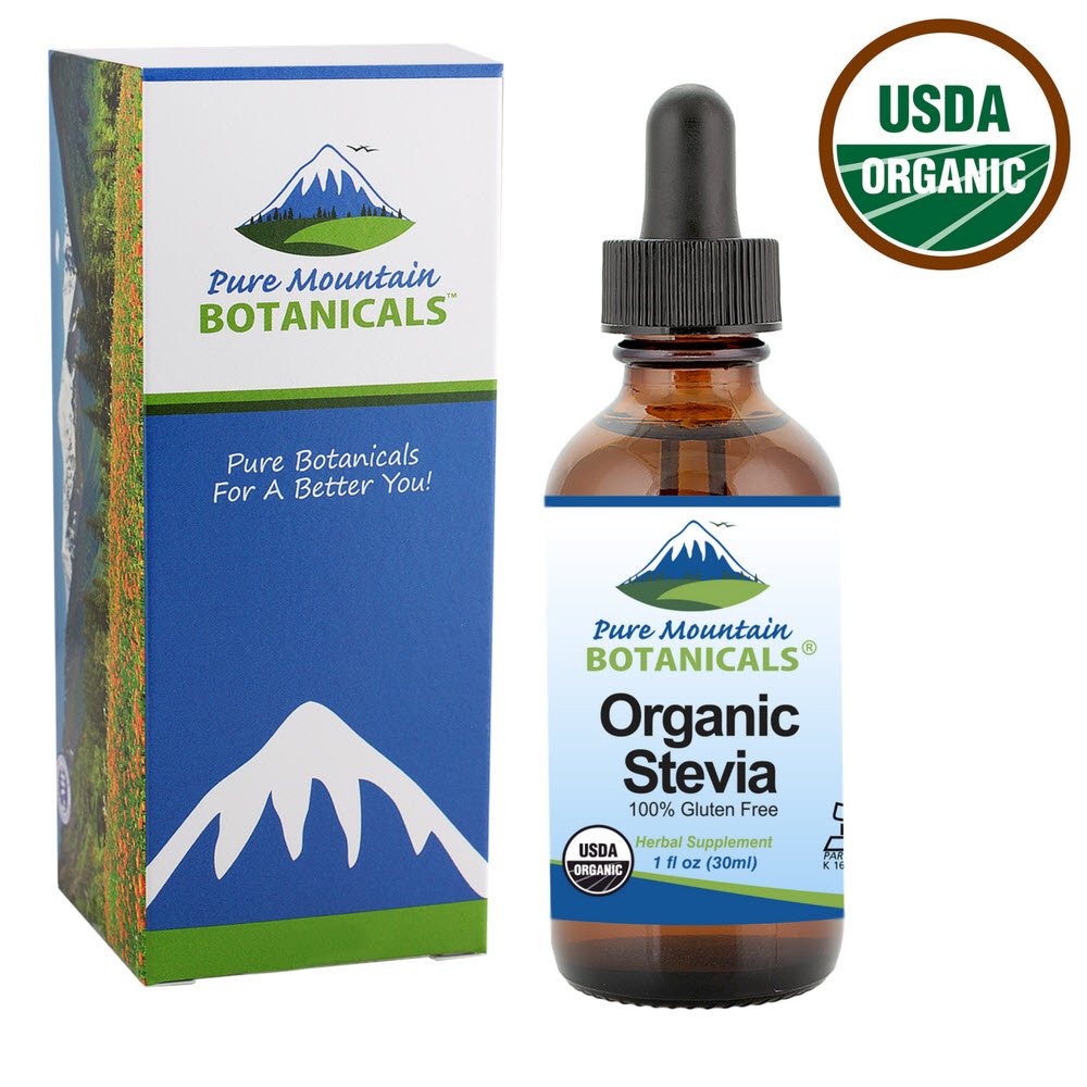 Pure Mountain Botanicals Organic Liquid Stevia Sweetener -    Free, 1 Fl Oz Glass Bottle
