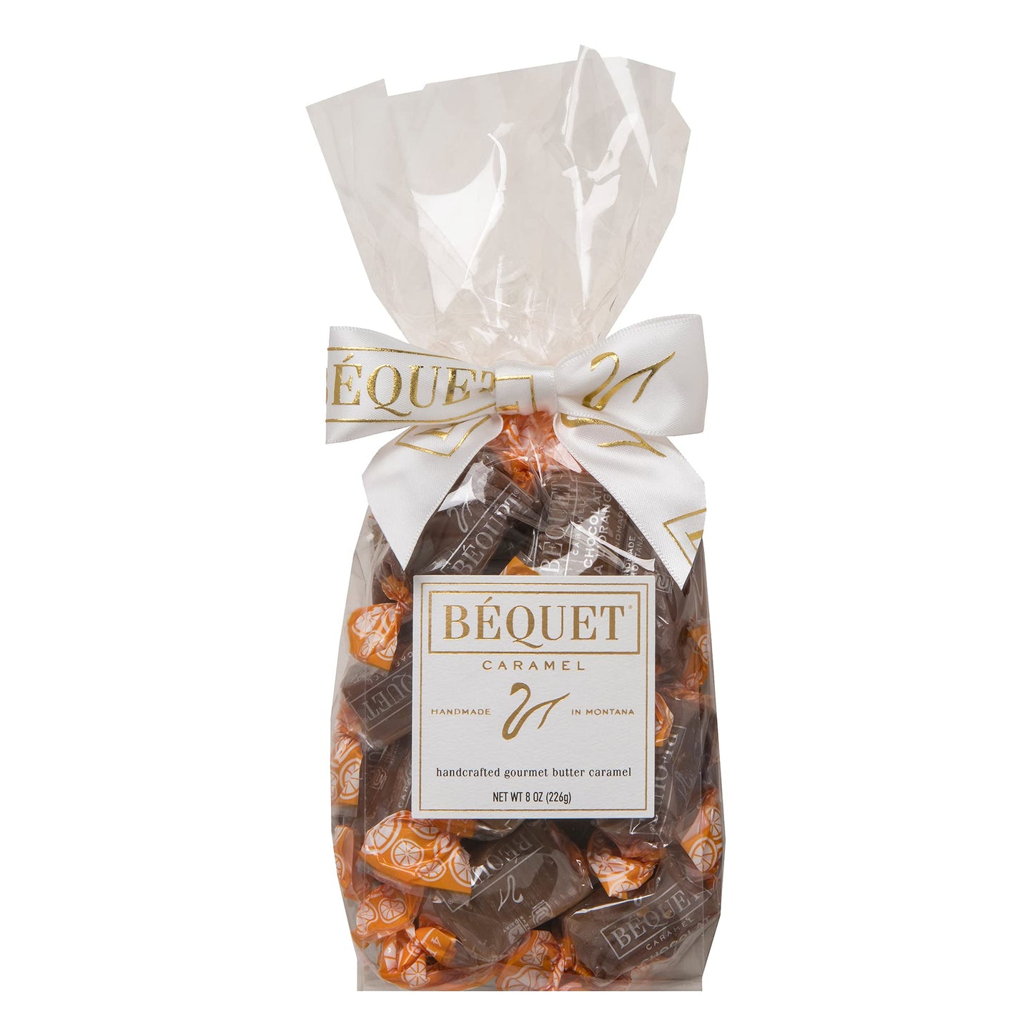 Béquet Caramel - Chocolat A Lorange - Caramel Candy Individually Wrapped - Made In Montana - Kosher (Star D) And Gluten Free - 8 Oz Gift Bag