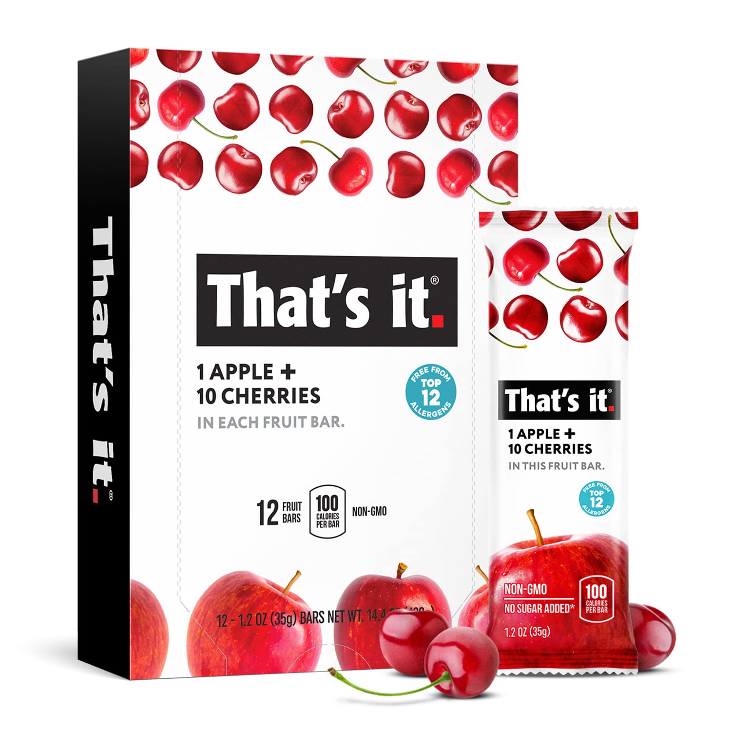 That'S It. Apple + Cherry 100% Natural Real Fruit Bar, Best High Fiber Vegan, Gluten Free Healthy Snack, Paleo For Children & Ad